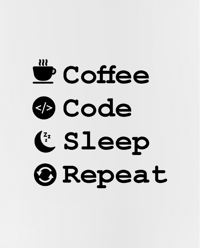 Puodelis Coffee Code Sleep Repeat